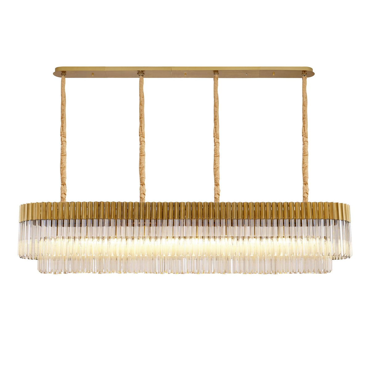 Kentisbeare 2000mm Linear Chandelier in Brass & Cognac Glass