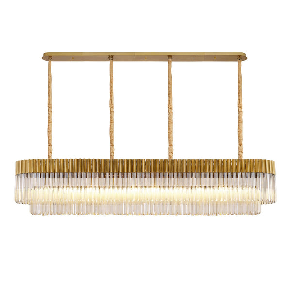 Kentisbeare 2000mm Linear Chandelier in Brass & Cognac Glass