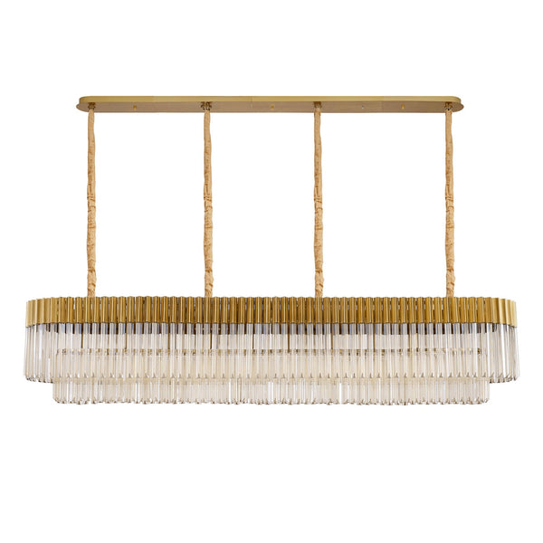 Kentisbeare 2000mm Linear Chandelier in Brass & Cognac Glass