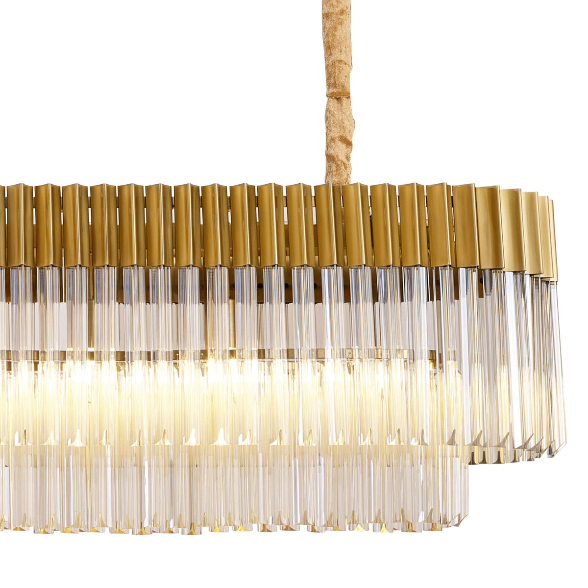 Kentisbeare 2000mm Linear Chandelier in Brass & Cognac Glass