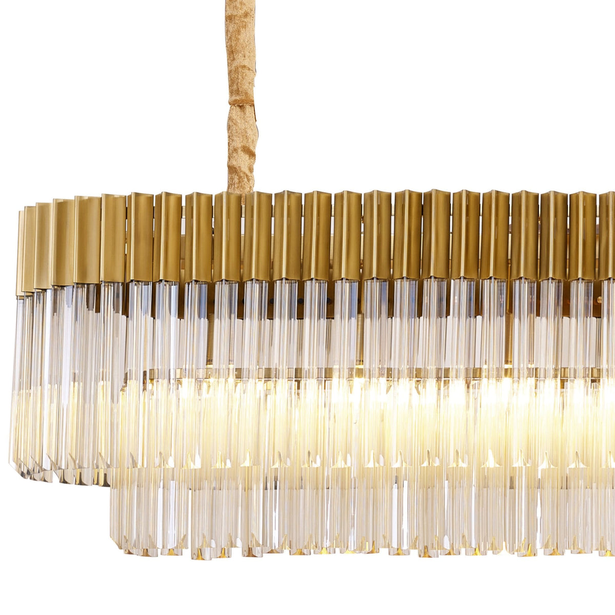 Kentisbeare 2000mm Linear Chandelier in Brass & Cognac Glass