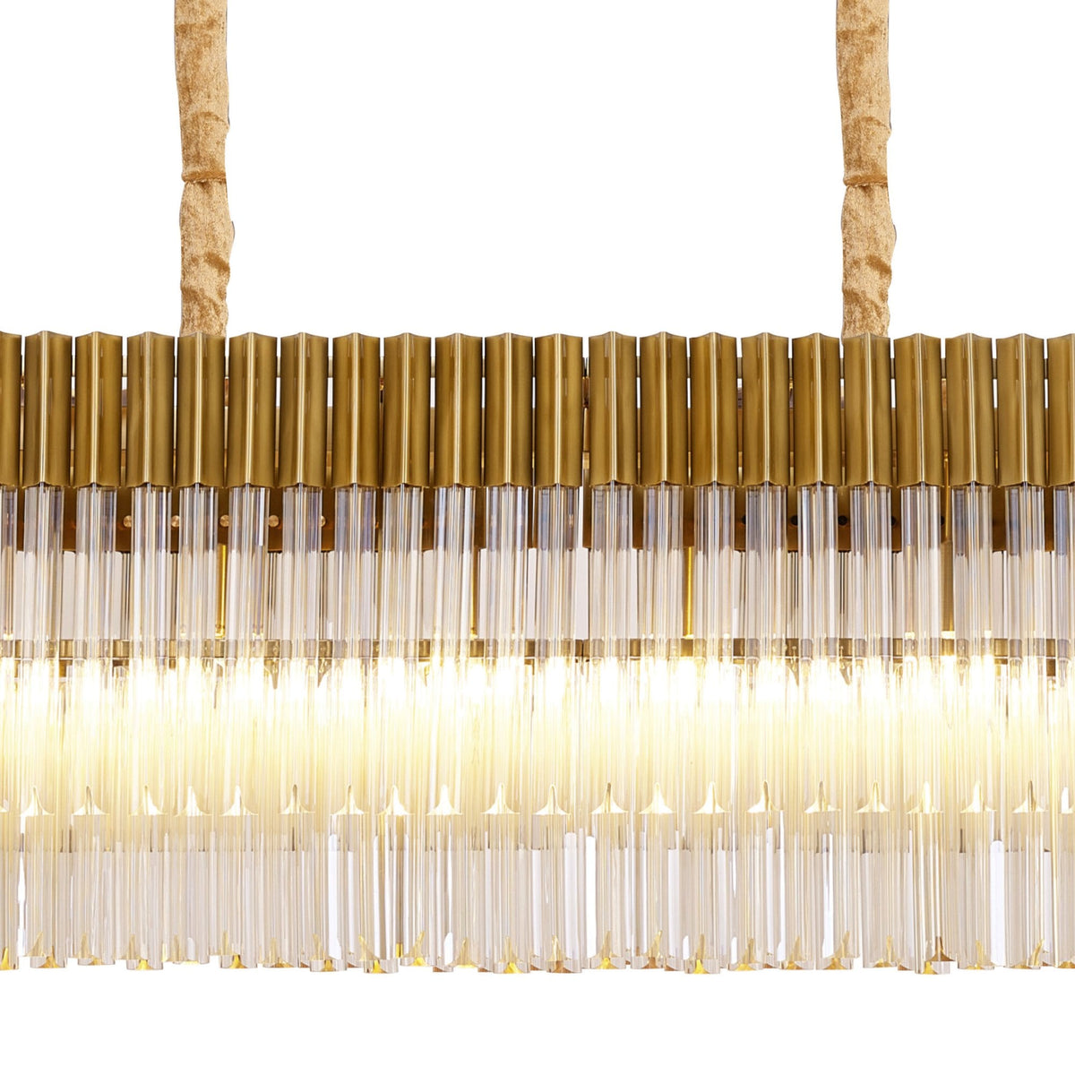 Kentisbeare 2000mm Linear Chandelier in Brass & Cognac Glass