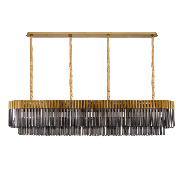 Kentisbeare 2000mm Linear Chandelier in Brass & Smoked Glass