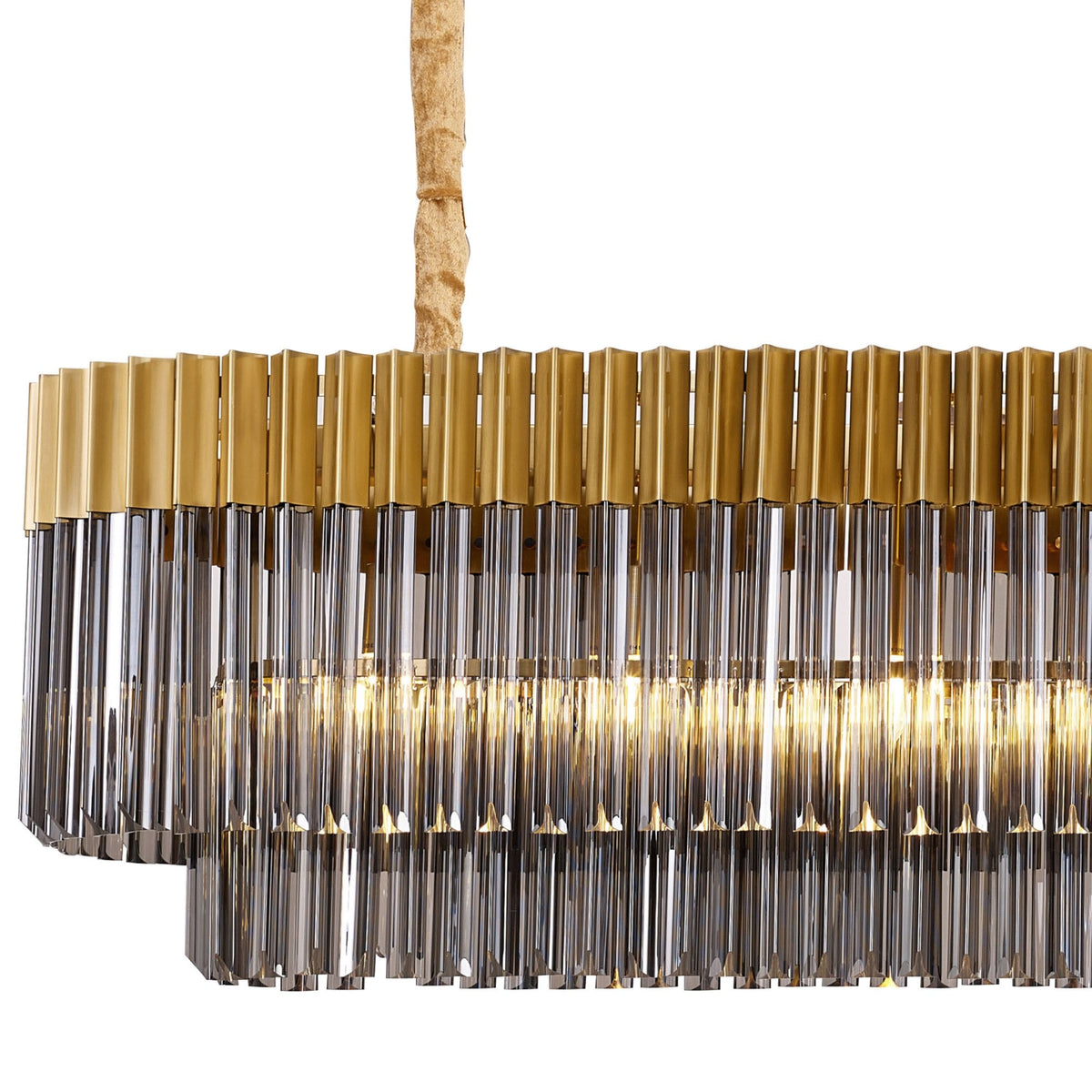 Kentisbeare 2000mm Linear Chandelier in Brass & Smoked Glass