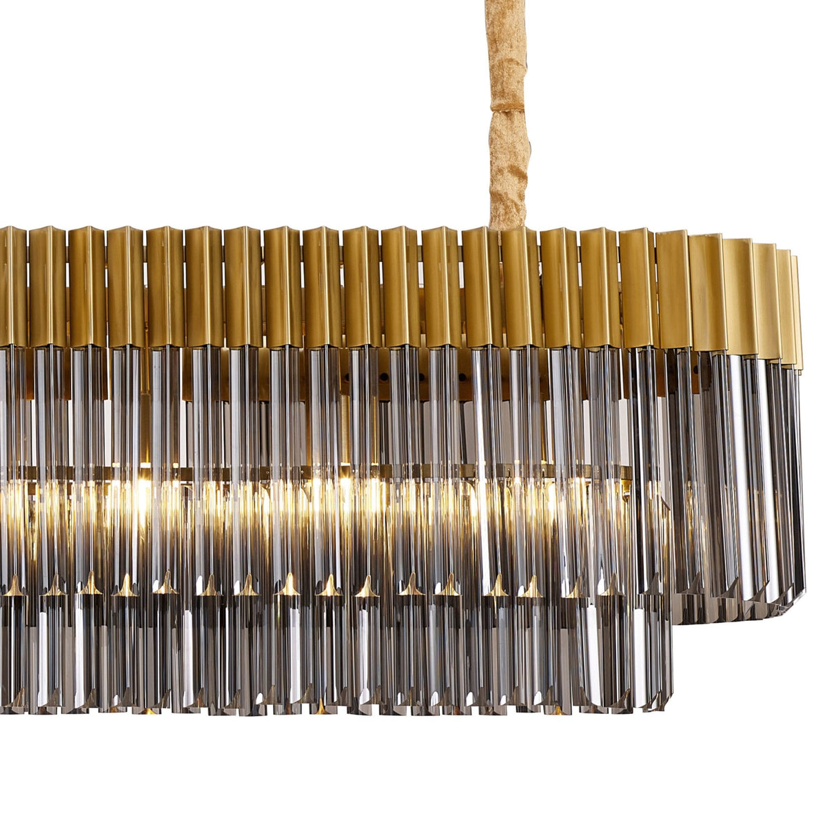 Kentisbeare 2000mm Linear Chandelier in Brass & Smoked Glass