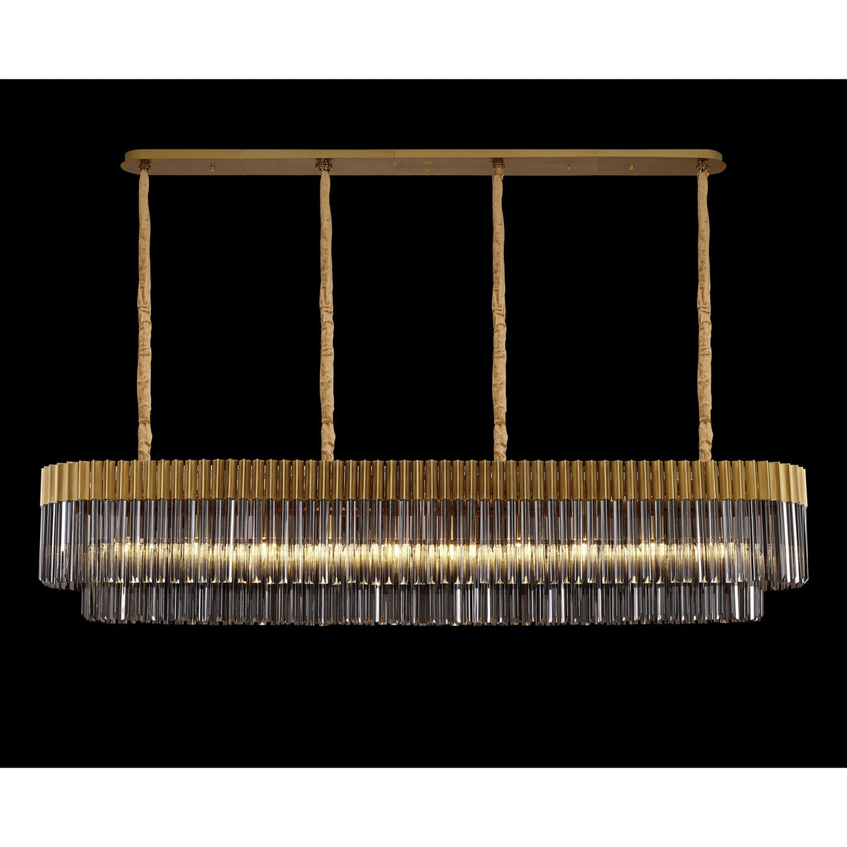 Kentisbeare 2000mm Linear Chandelier in Brass & Smoked Glass