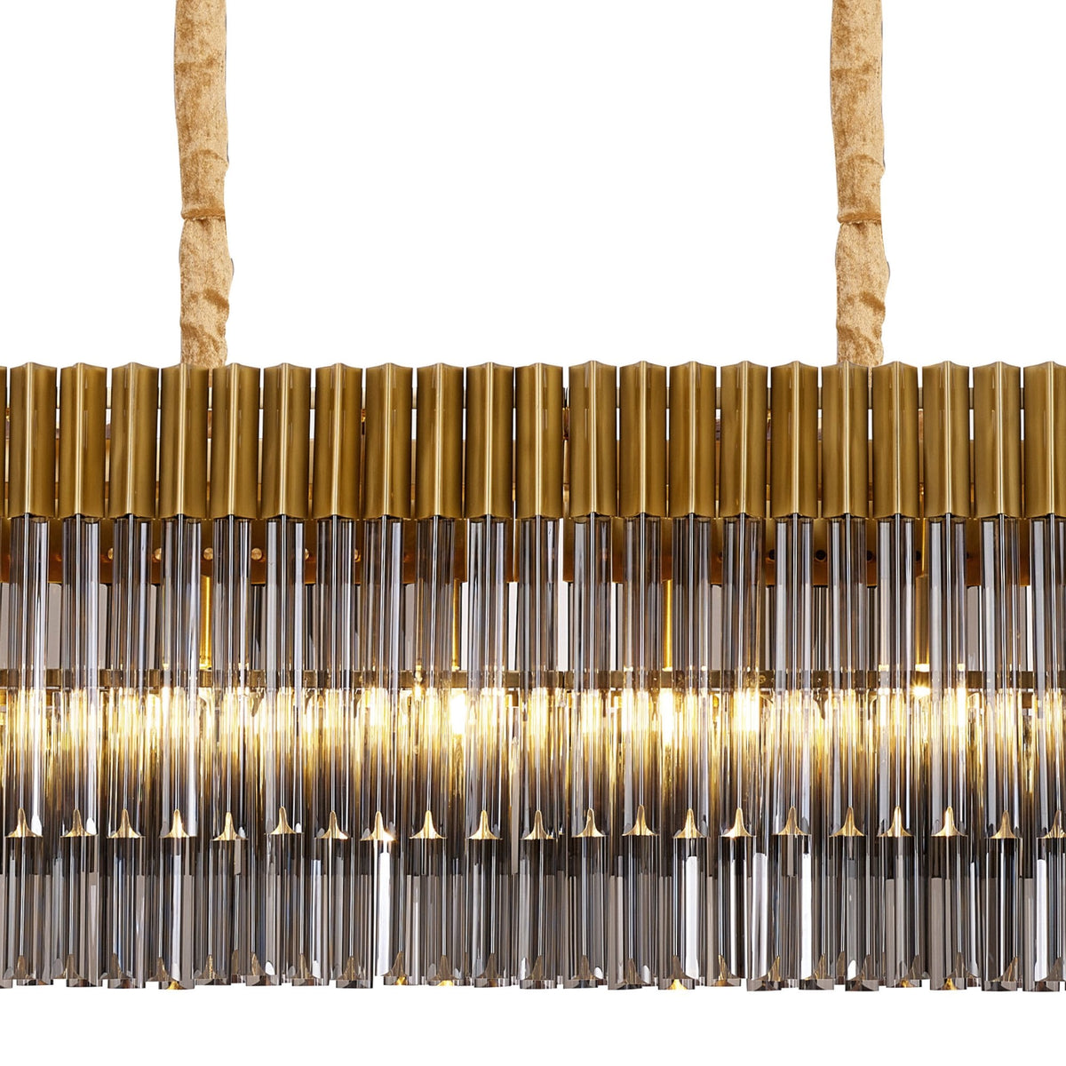 Kentisbeare 2000mm Linear Chandelier in Brass & Smoked Glass