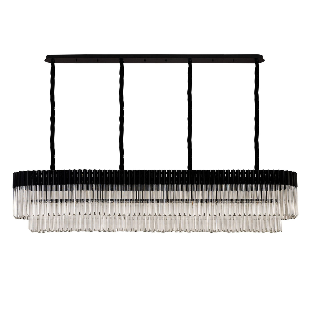 Kentisbeare 2000mm Linear Chandelier in Matt Black & Clear Glass