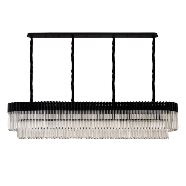 Kentisbeare 2000mm Linear Chandelier in Matt Black & Clear Glass