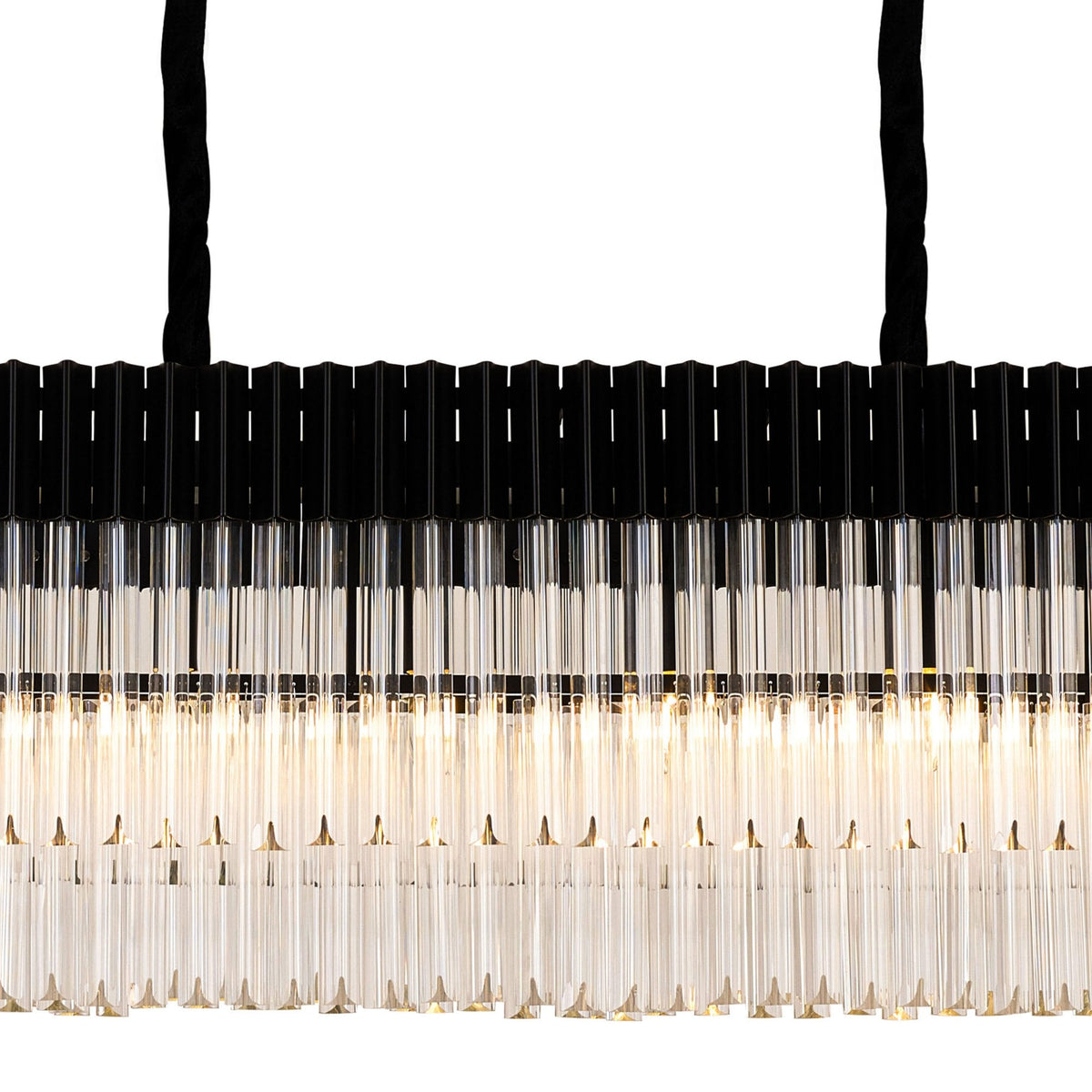 Kentisbeare 2000mm Linear Chandelier in Matt Black & Clear Glass