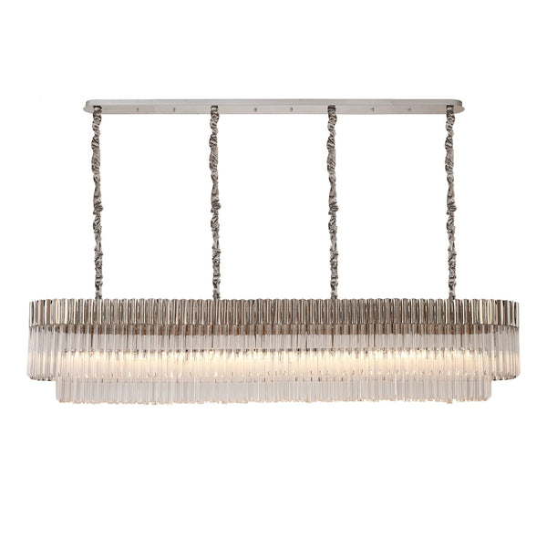 Kentisbeare 2000mm Linear Chandelier in Polished Nickel & Clear Glass