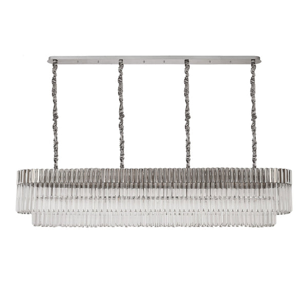 Kentisbeare 2000mm Linear Chandelier in Polished Nickel & Clear Glass