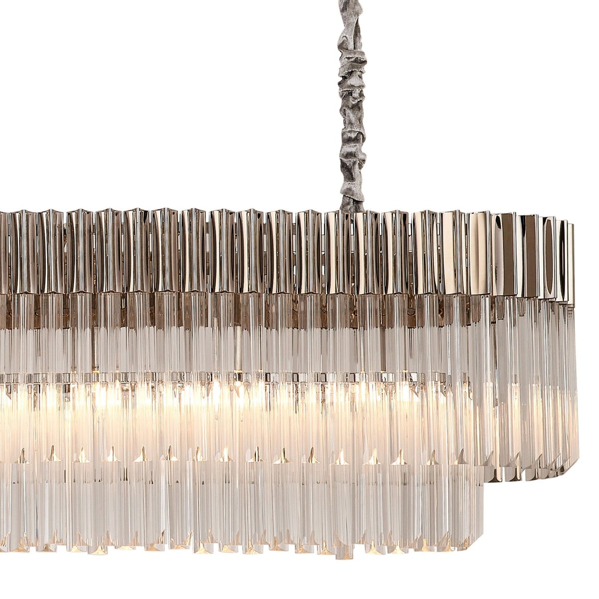 Kentisbeare 2000mm Linear Chandelier in Polished Nickel & Clear Glass