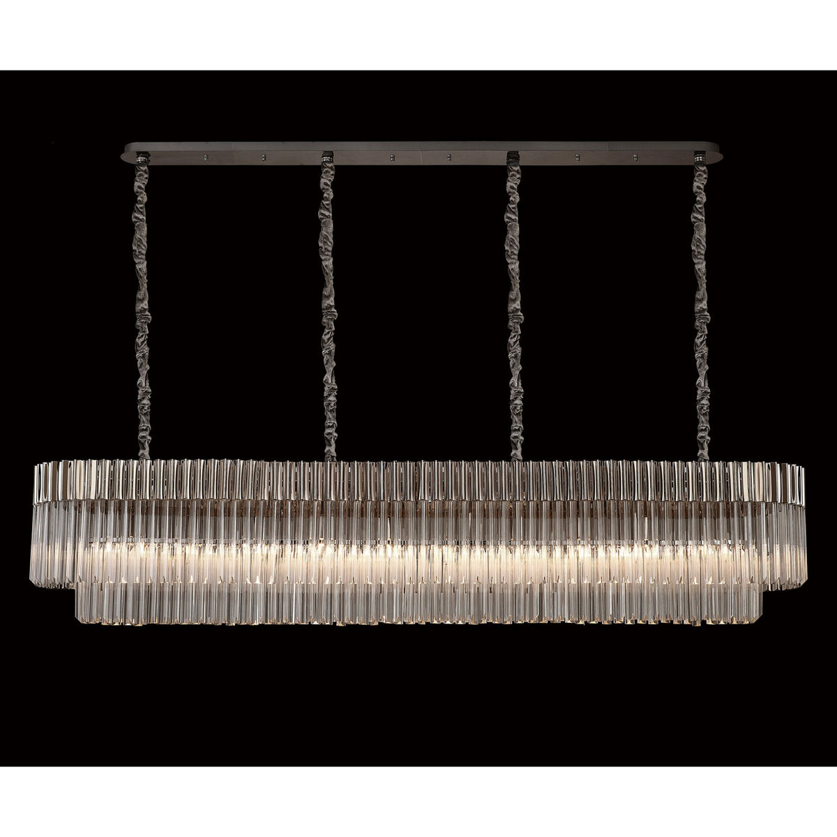 Kentisbeare 2000mm Linear Chandelier in Polished Nickel & Clear Glass