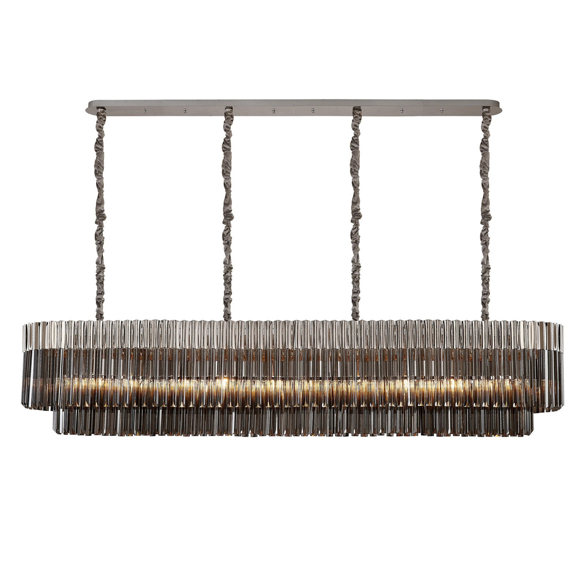 Kentisbeare 2000mm Linear Chandelier in Polished Nickel & Smoked Glass