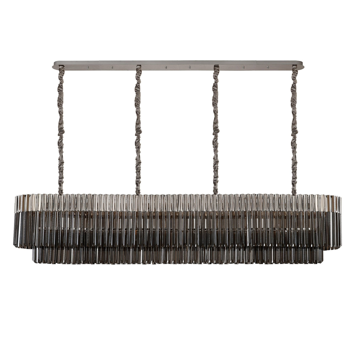 Kentisbeare 2000mm Linear Chandelier in Polished Nickel & Smoked Glass