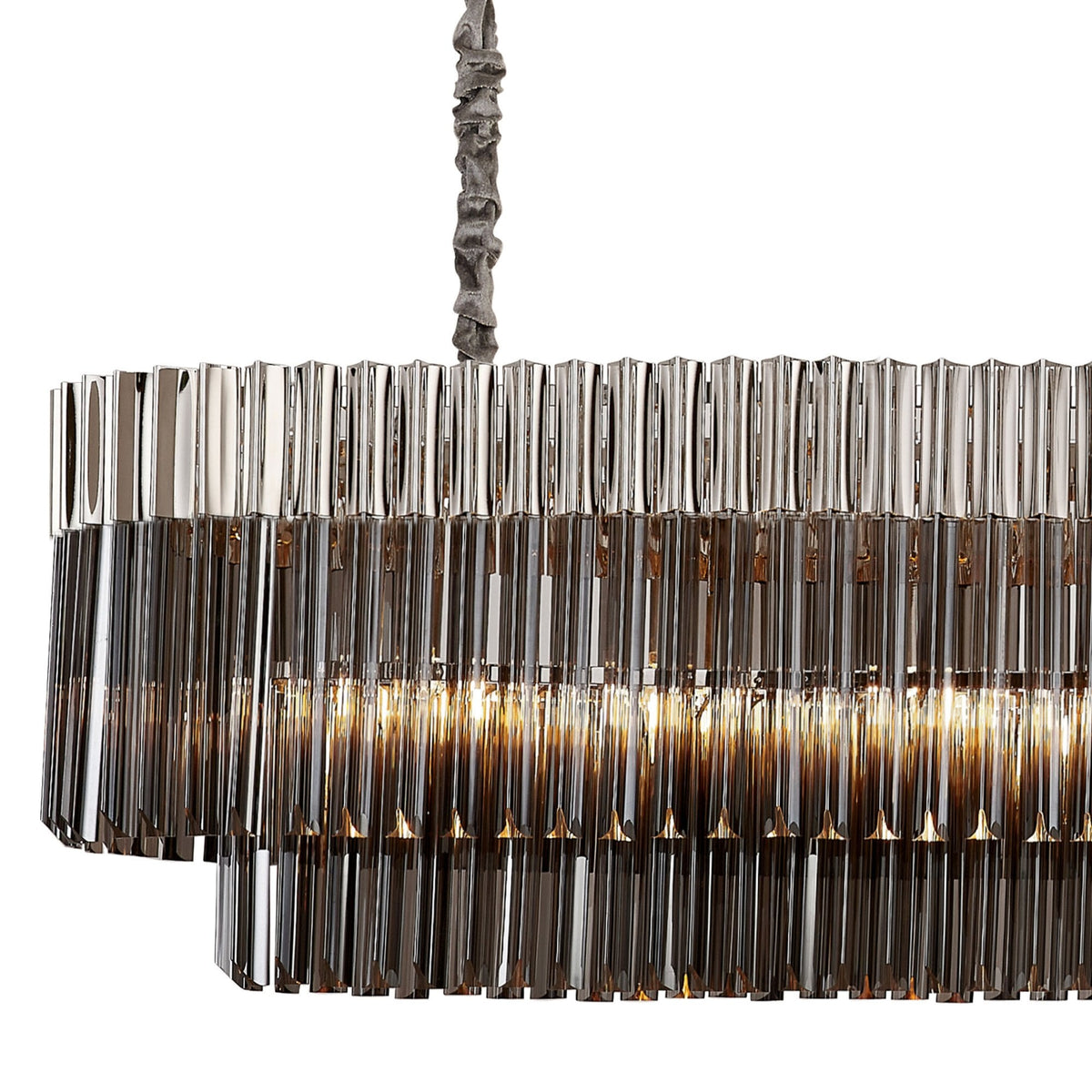 Kentisbeare 2000mm Linear Chandelier in Polished Nickel & Smoked Glass