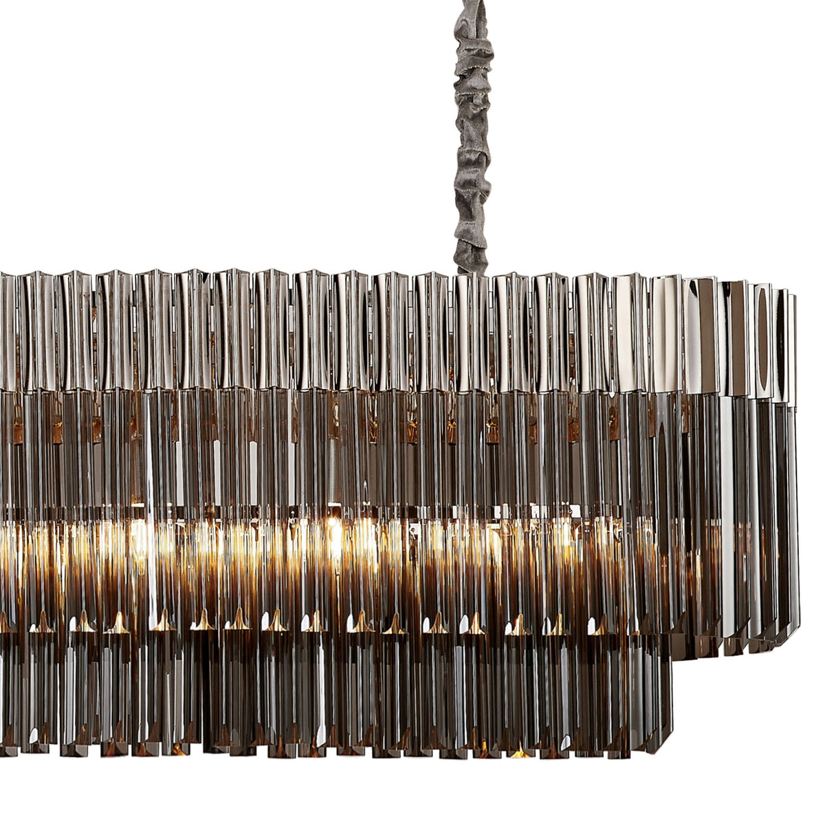 Kentisbeare 2000mm Linear Chandelier in Polished Nickel & Smoked Glass