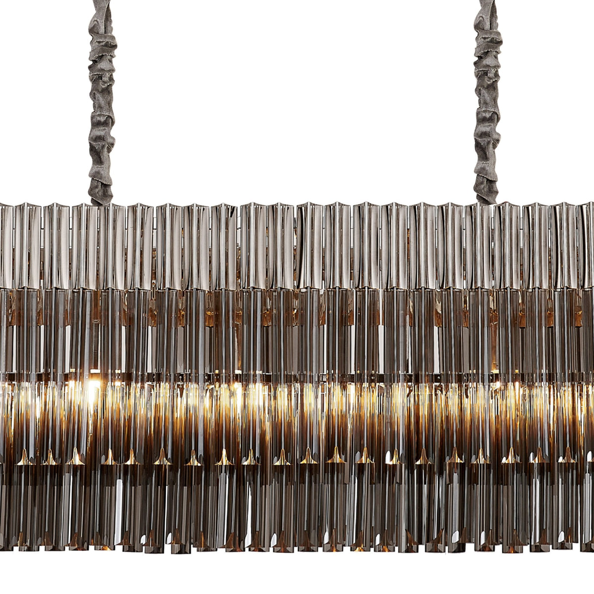Kentisbeare 2000mm Linear Chandelier in Polished Nickel & Smoked Glass