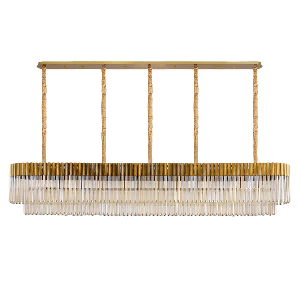 Kentisbeare 2250mm Linear Chandelier in Brass & Cognac Glass