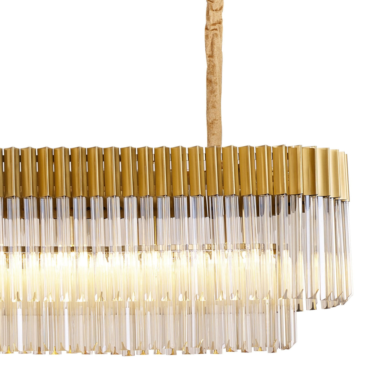 Kentisbeare 2250mm Linear Chandelier in Brass & Cognac Glass