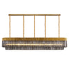 Kentisbeare 2250mm Linear Chandelier in Brass & Smoked Glass