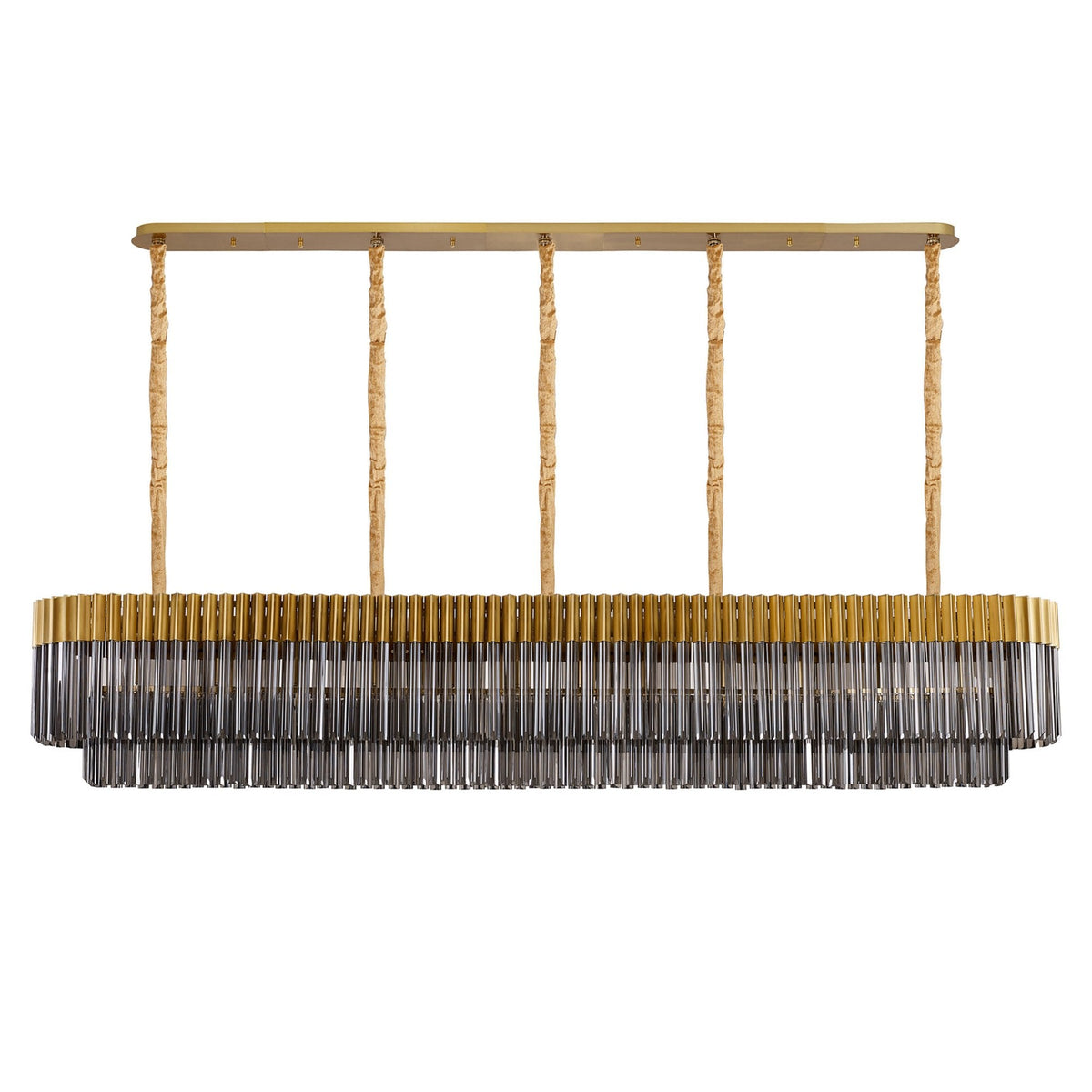 Kentisbeare 2250mm Linear Chandelier in Brass & Smoked Glass