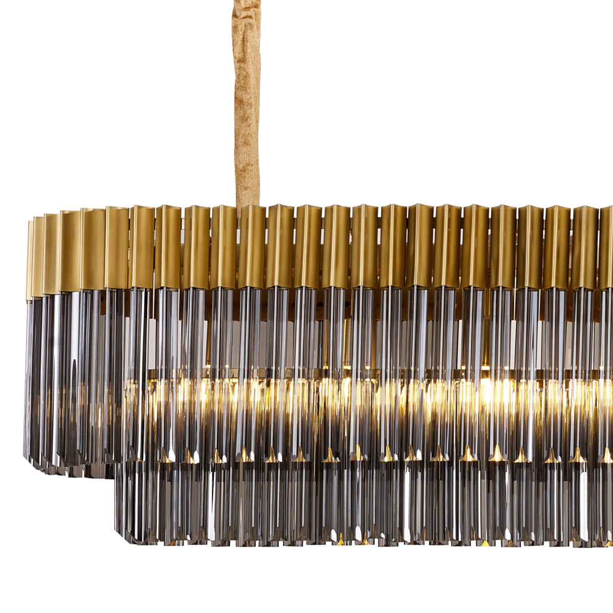 Kentisbeare 2250mm Linear Chandelier in Brass & Smoked Glass