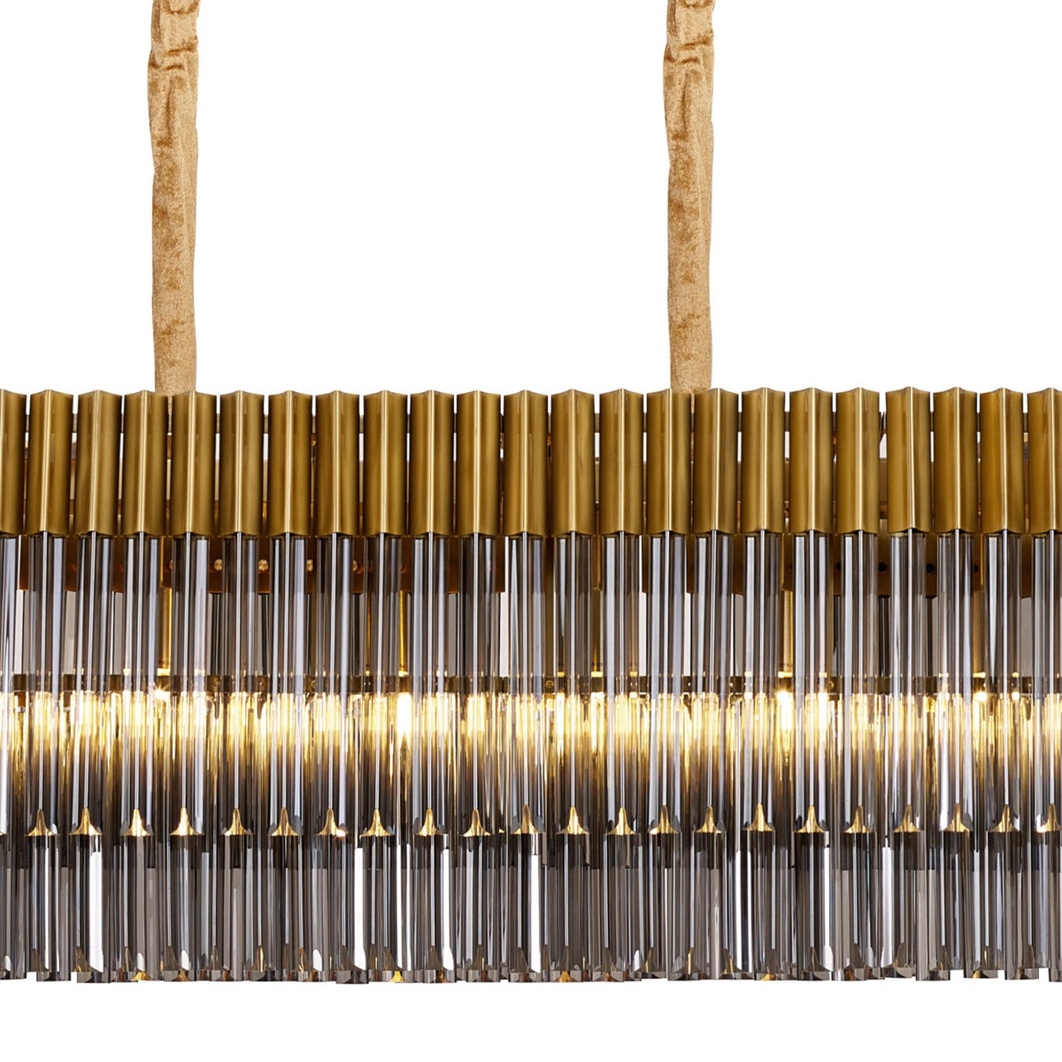 Kentisbeare 2250mm Linear Chandelier in Brass & Smoked Glass
