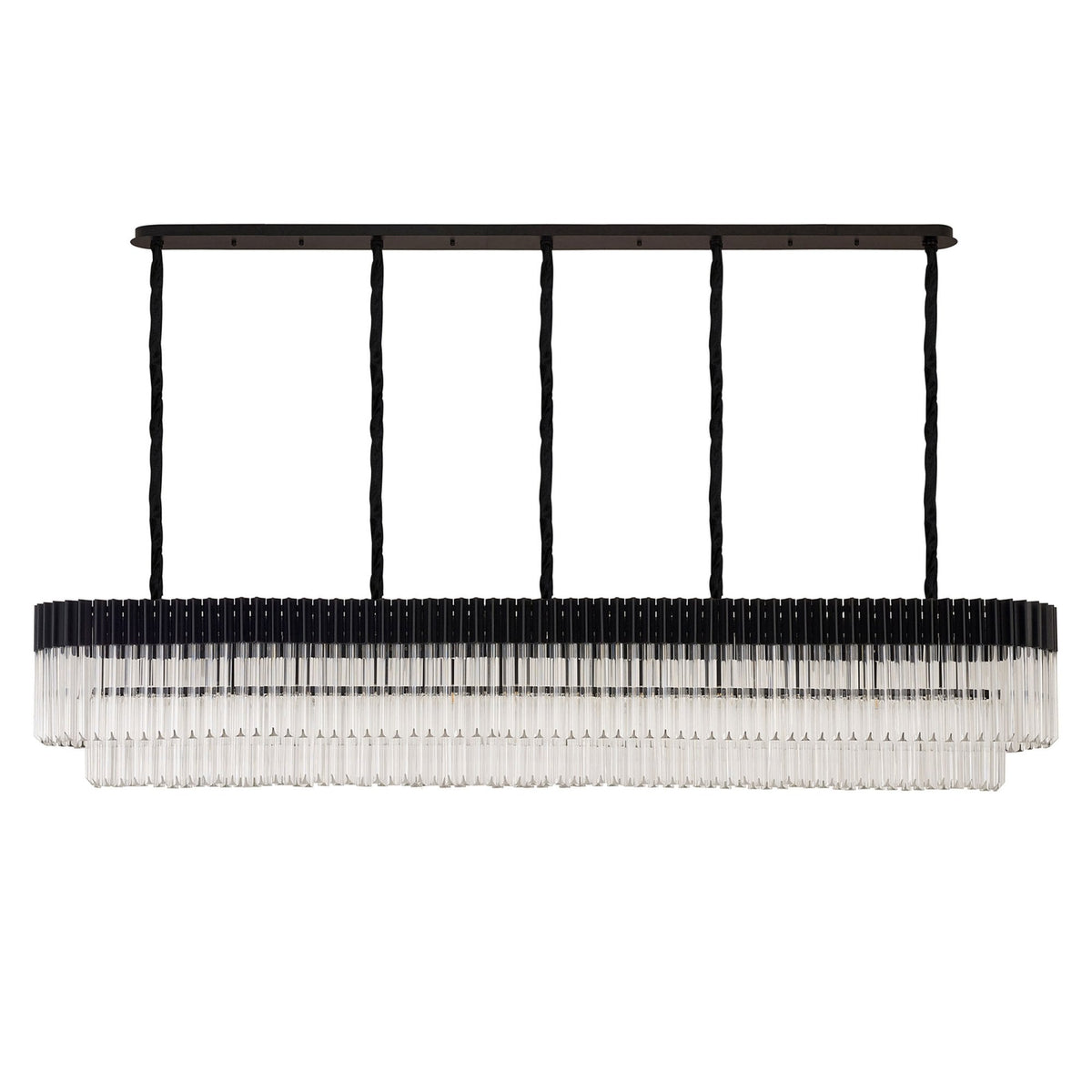 Kentisbeare 2250mm Linear Chandelier in Matt Black & Clear Glass