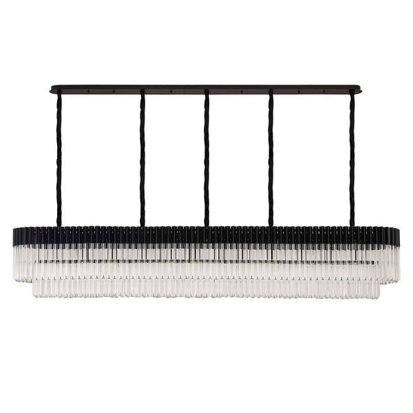 Kentisbeare 2250mm Linear Chandelier in Matt Black & Clear Glass