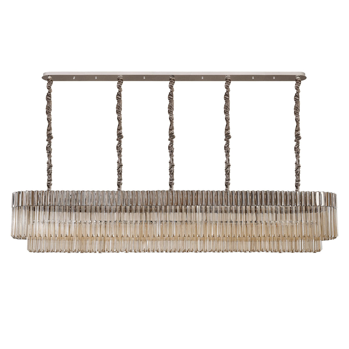 Kentisbeare 2250mm Linear Chandelier in Polished Nickel & Cognac Glass