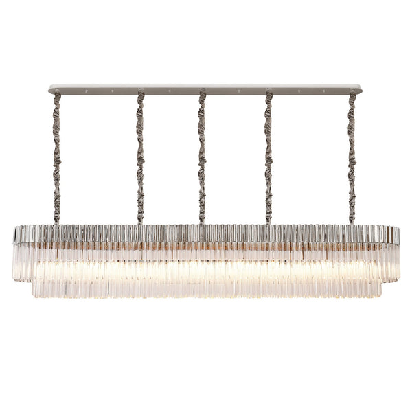 Kentisbeare 2250mm Linear Chandelier in Polished Nickel & Clear Glass