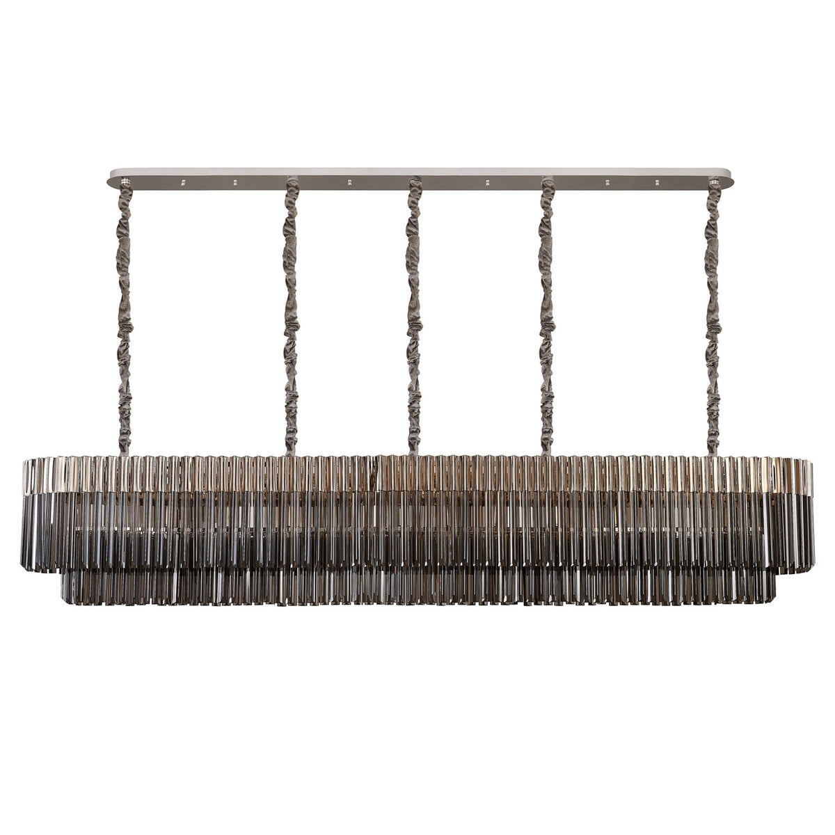 Kentisbeare 2250mm Linear Chandelier in Polished Nickel & Smoked Glass