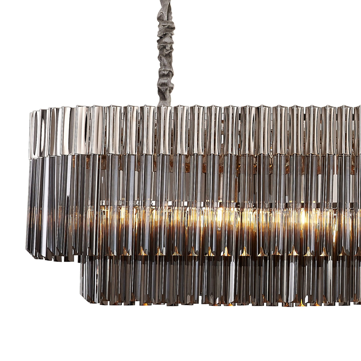 Kentisbeare 2250mm Linear Chandelier in Polished Nickel & Smoked Glass