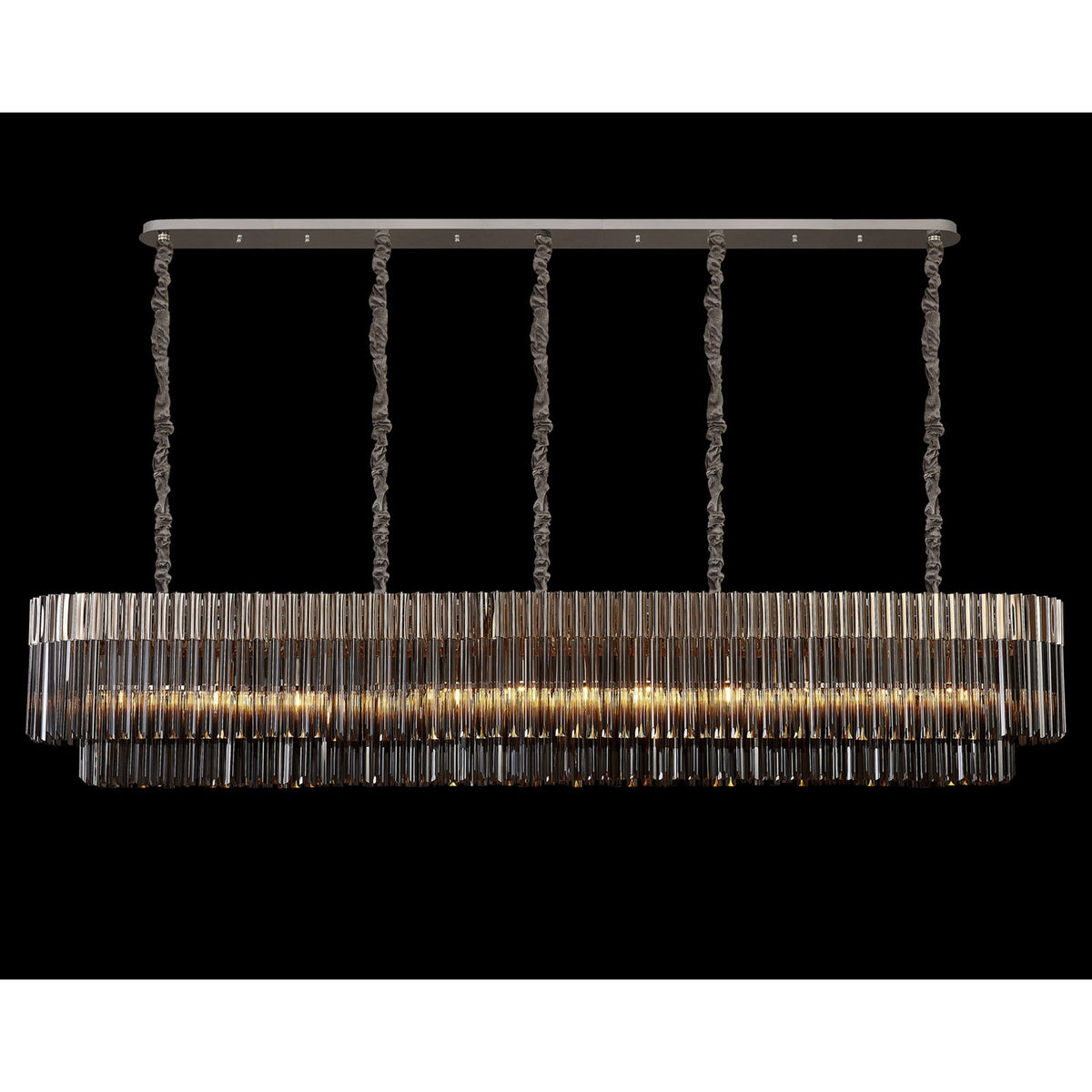 Kentisbeare 2250mm Linear Chandelier in Polished Nickel & Smoked Glass