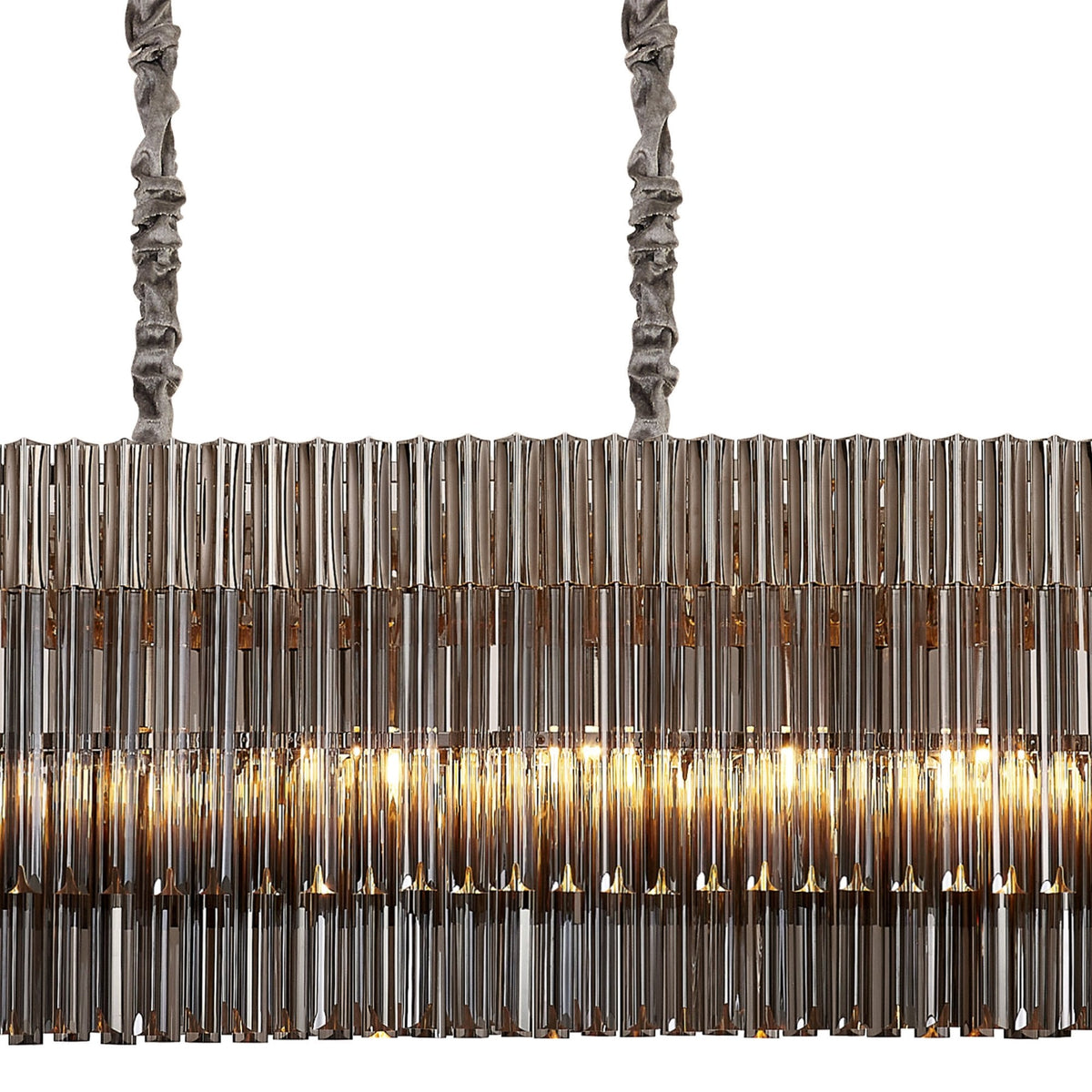 Kentisbeare 2250mm Linear Chandelier in Polished Nickel & Smoked Glass