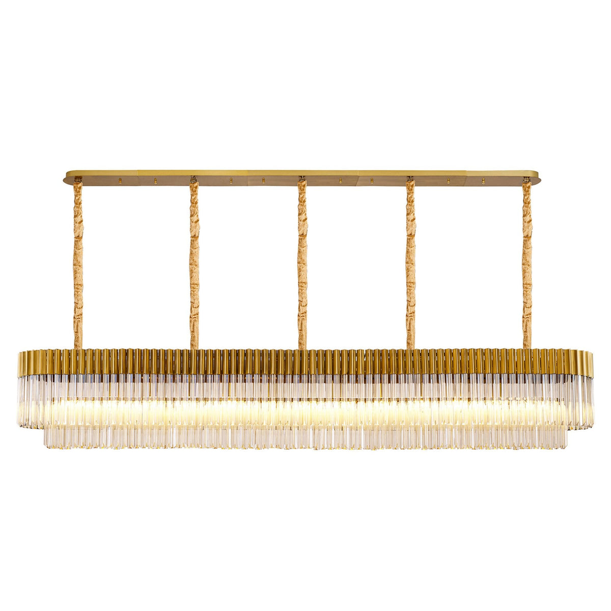 Kentisbeare 2500mm Linear Chandelier in Brass & Cognac Glass