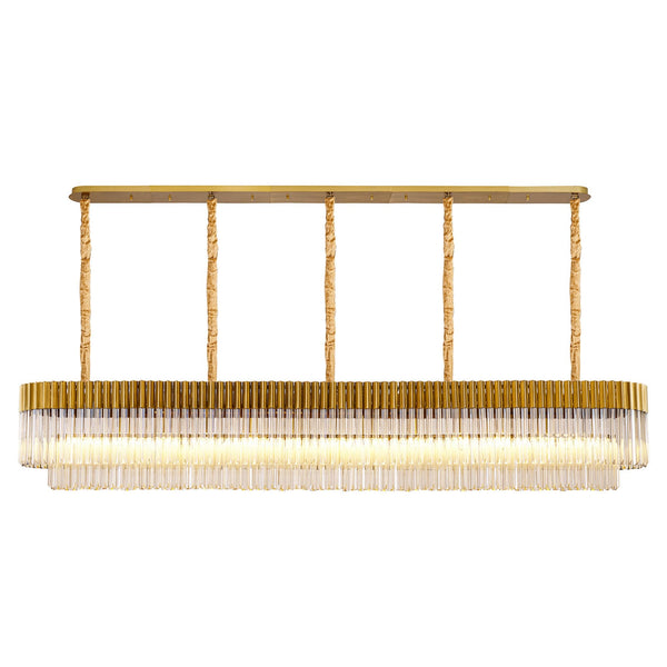Kentisbeare 2500mm Linear Chandelier in Brass & Cognac Glass