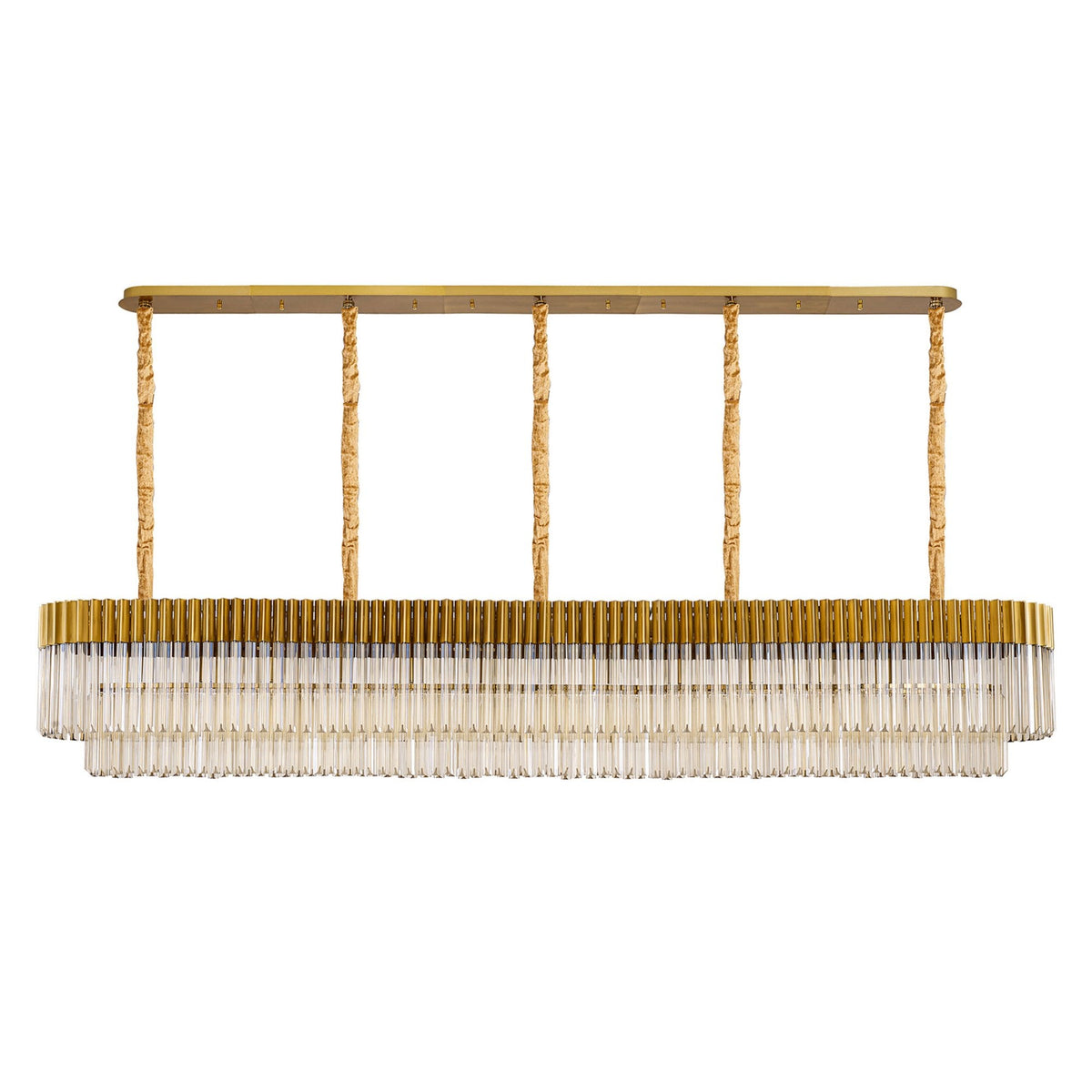 Kentisbeare 2500mm Linear Chandelier in Brass & Cognac Glass