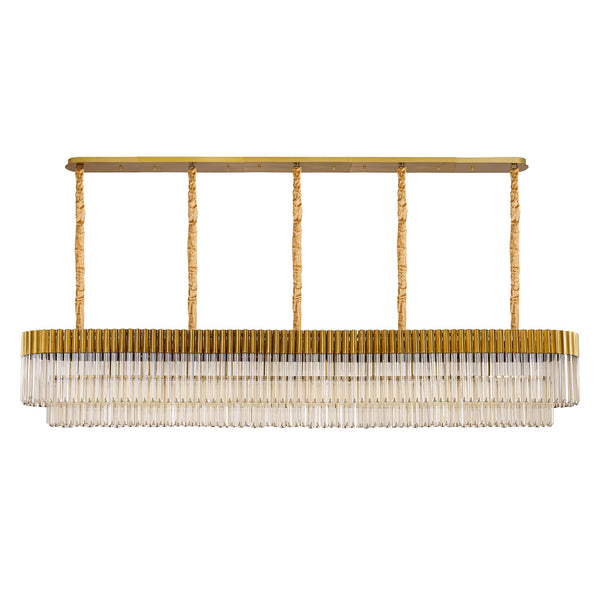 Kentisbeare 2500mm Linear Chandelier in Brass & Cognac Glass