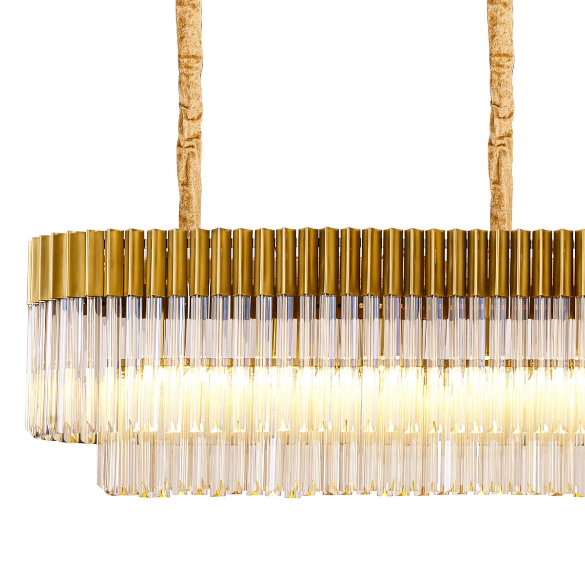 Kentisbeare 2500mm Linear Chandelier in Brass & Cognac Glass