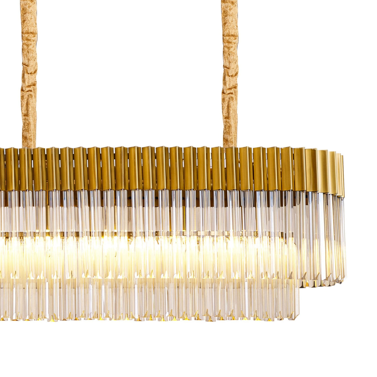 Kentisbeare 2500mm Linear Chandelier in Brass & Cognac Glass