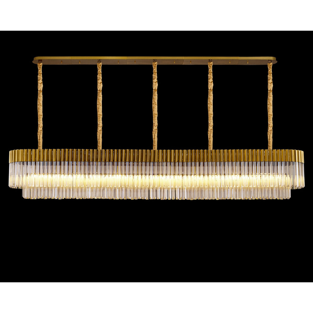 Kentisbeare 2500mm Linear Chandelier in Brass & Cognac Glass