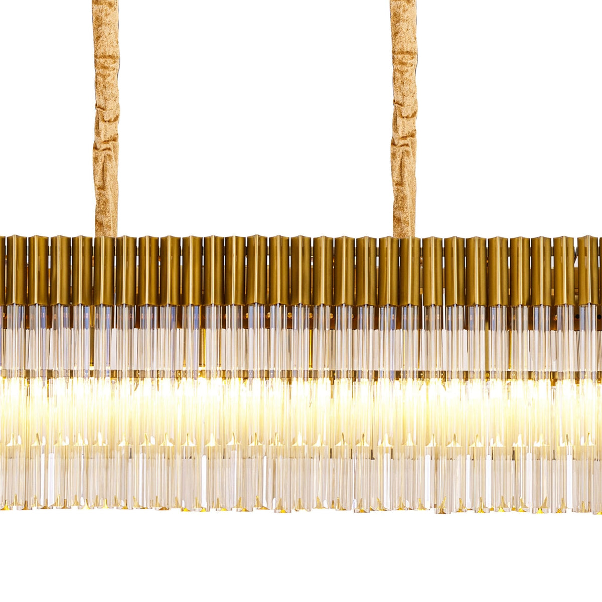 Kentisbeare 2500mm Linear Chandelier in Brass & Cognac Glass