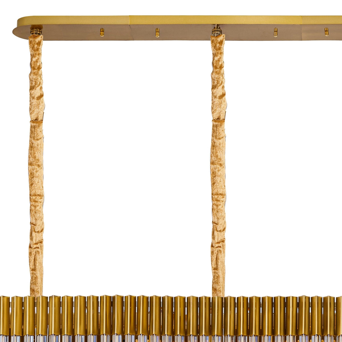 Kentisbeare 2500mm Linear Chandelier in Brass & Cognac Glass