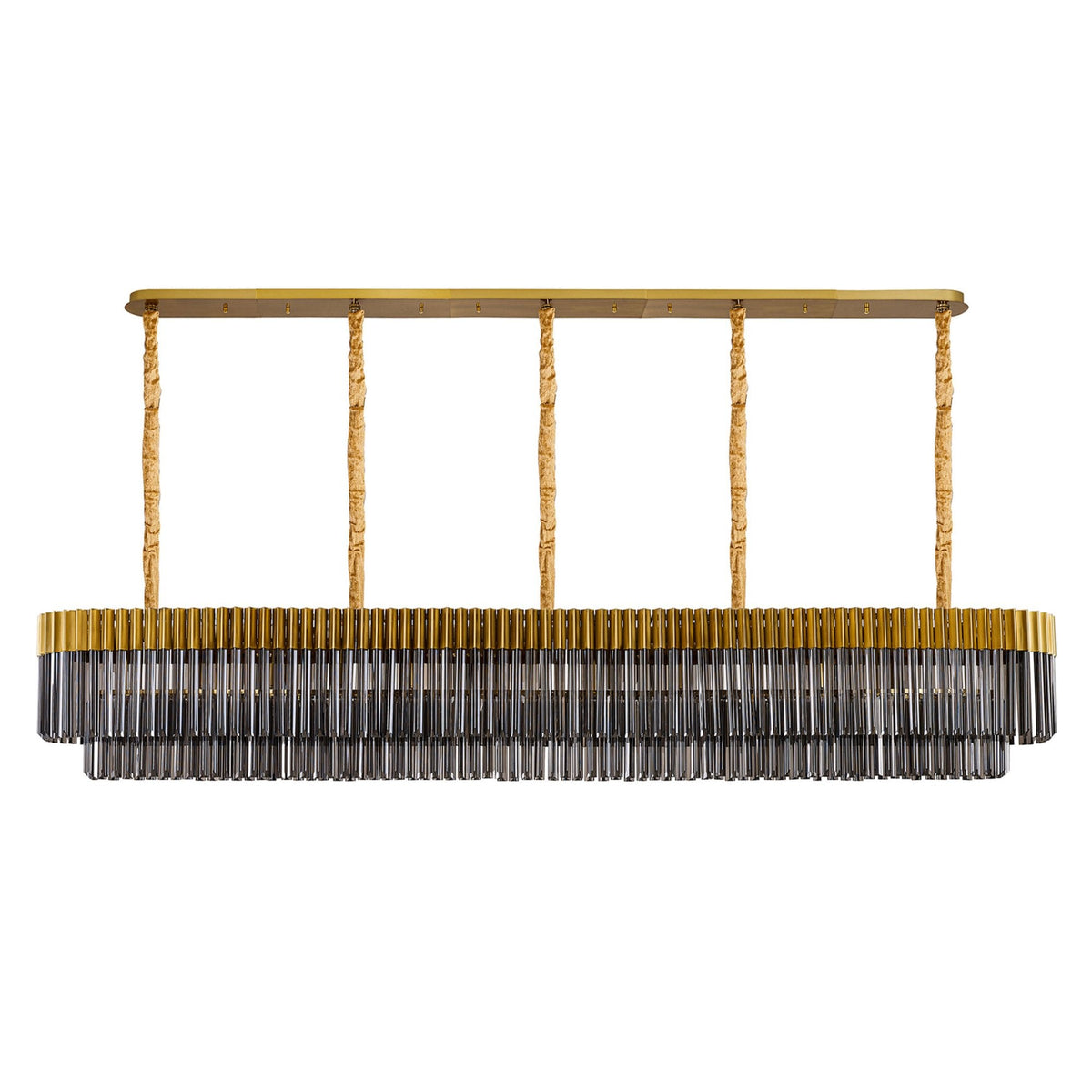 Kentisbeare 2500mm Linear Chandelier in Brass & Smoked Glass