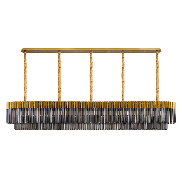 Kentisbeare 2500mm Linear Chandelier in Brass & Smoked Glass