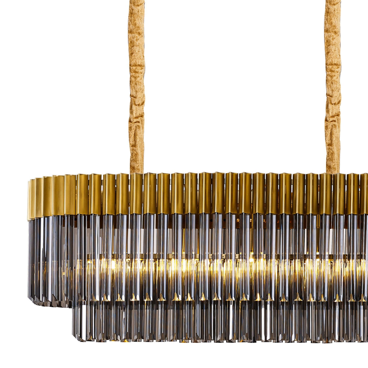 Kentisbeare 2500mm Linear Chandelier in Brass & Smoked Glass