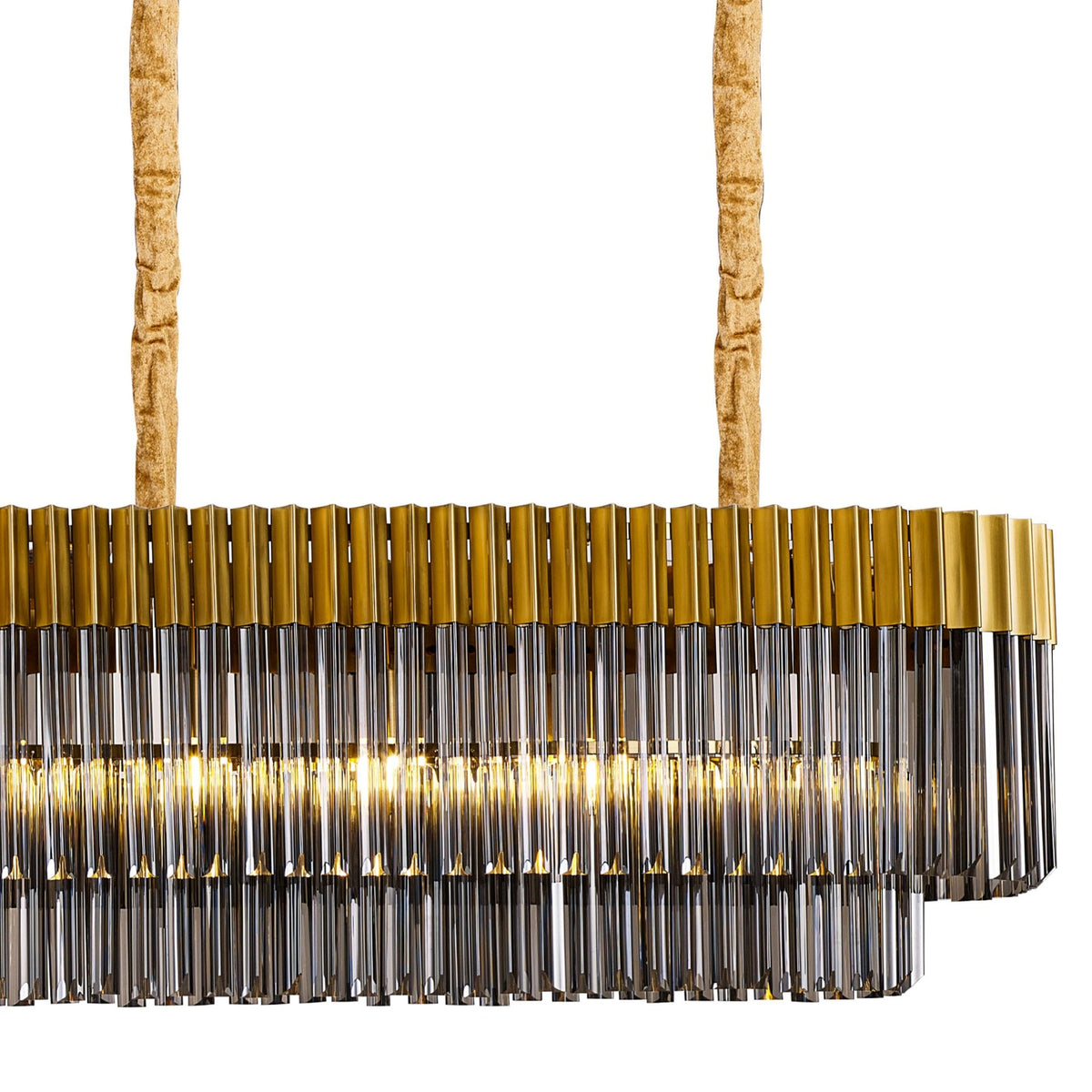 Kentisbeare 2500mm Linear Chandelier in Brass & Smoked Glass